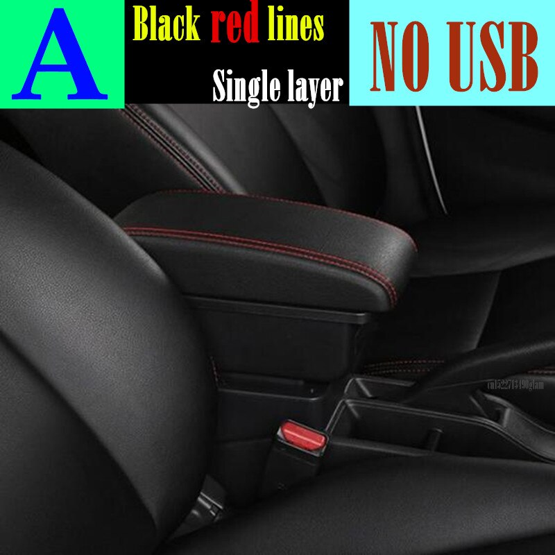 For TOYOTA Yaris armrest For TOYOTA Yaris Vitz Car armrest box car accessories central storage box Retrofit parts with USB: A red line No USB