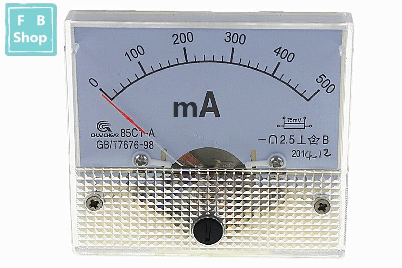 1 Uds 85C1-mA 30mA 50mA 100mA 200mA 300mA 500mA DC puntero amperímetro 85C1 analógica de la serie AMP medidor 64*56mm tamaño: 500mA