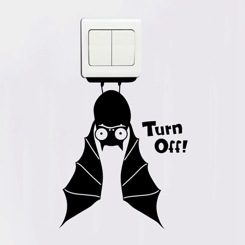 Bat Switch Sticker Cartoon Animals Halloween Decoration Vinyl Wall Stickers