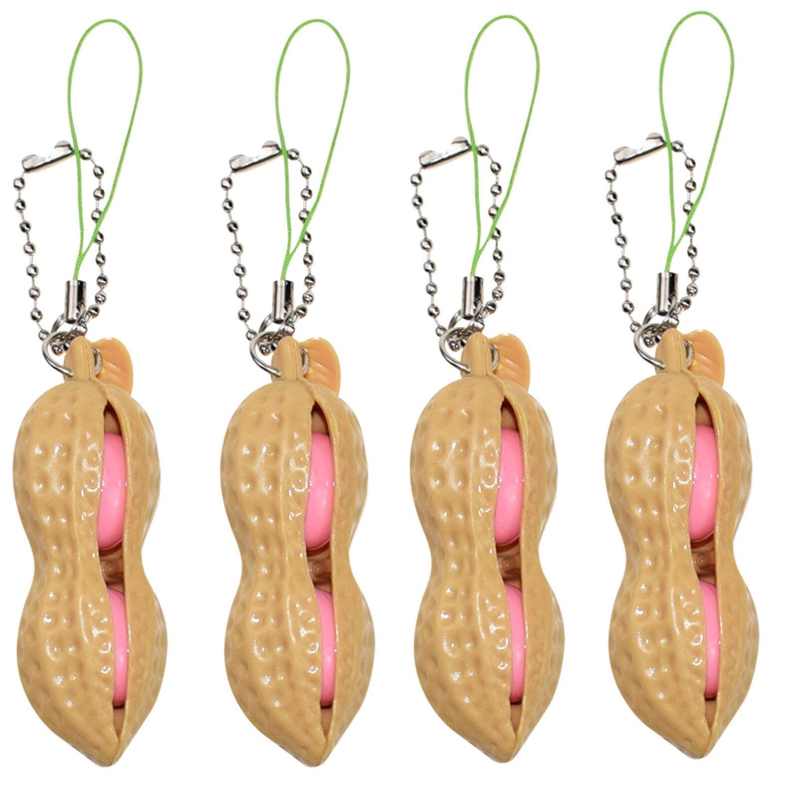 Edamame Sleutelhanger Stress Fidget Speelgoed Fidget Pinda Erwt Popper Bean Zintuiglijke Speelgoed Sleutelhanger Verbeteren Focus Officer Hanger Speelgoed: 4PC