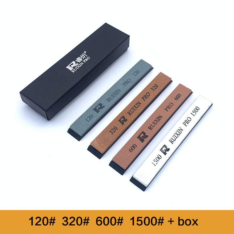 Piedra de afilar RUIXIN de , afilador de cuchillos, herramientas, sistema de piedra de aceite y agua con cajas: 4pcs box with base