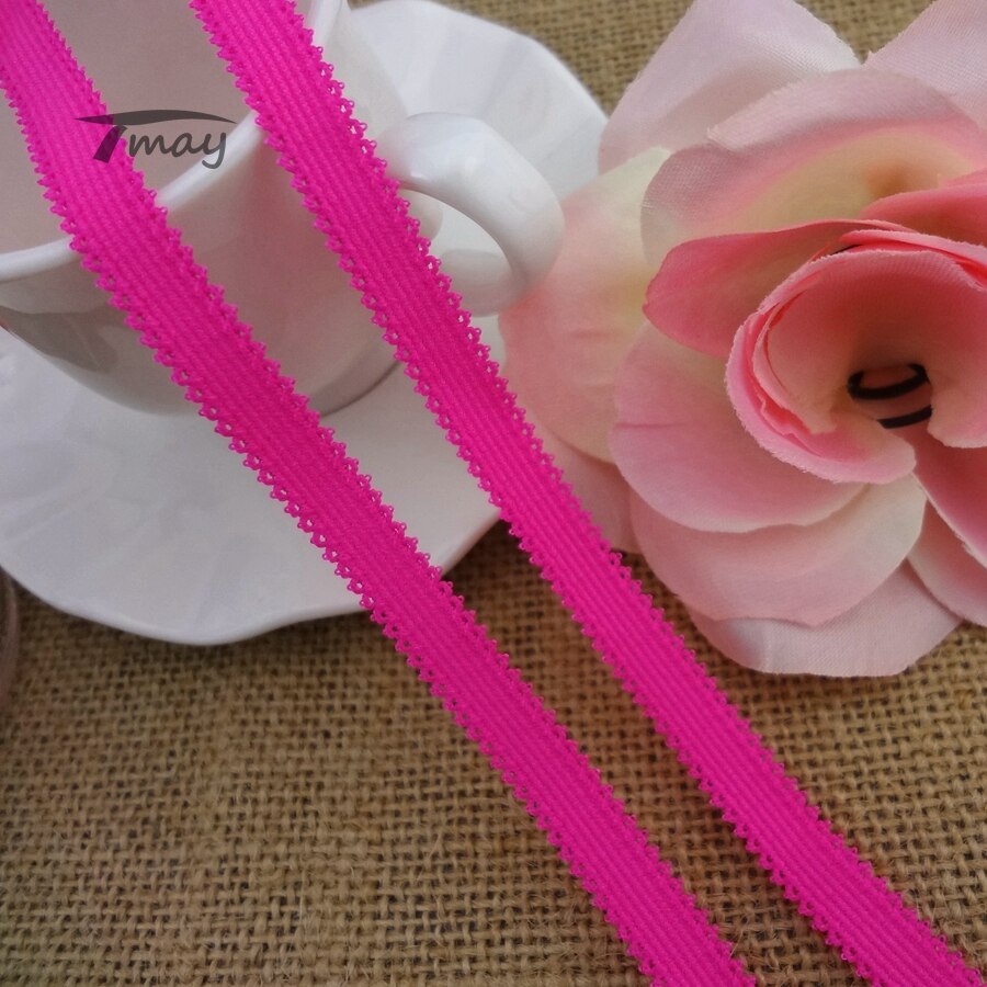 #1316 neon rosa färg dubbla kanter spets elastiska band 8 yards/lot bh byxor kant midjeband hårband webbing gör det själv sömnadstillbehör