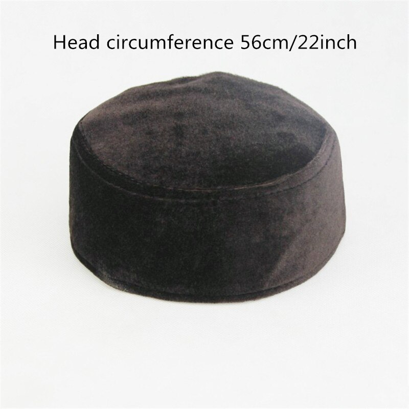 Chapeau Musulman en velours pour hommes, chapeau de prière d&#39;hiver, couvre-chef islamique, casquette Hijab arabe: 1