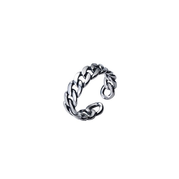 Anillo de Plata de Ley 925 Modian de 2 estilos diferentes para de mujer, cadena circular gruesa geométrica, anillo ajustable abierto, joyería fina: Chain Style