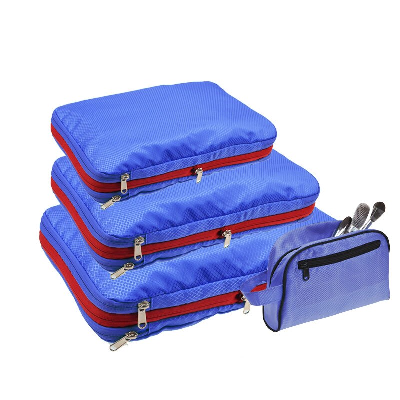 Men's Women Compression Packing Cubes Travel Luggage Organizer Waterproof Nylon Large Capacity Foldable Travel Bag Set: Royal blue 2