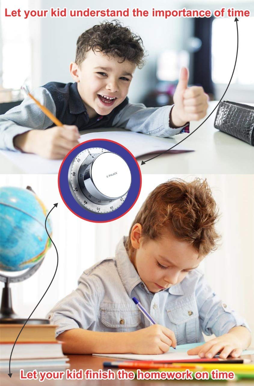 Stainless Steel Kitchen Timer Digital for Cooking Shower Study Manual Mechanical Stopwatch Alarm Clock Cooking Countdown Time