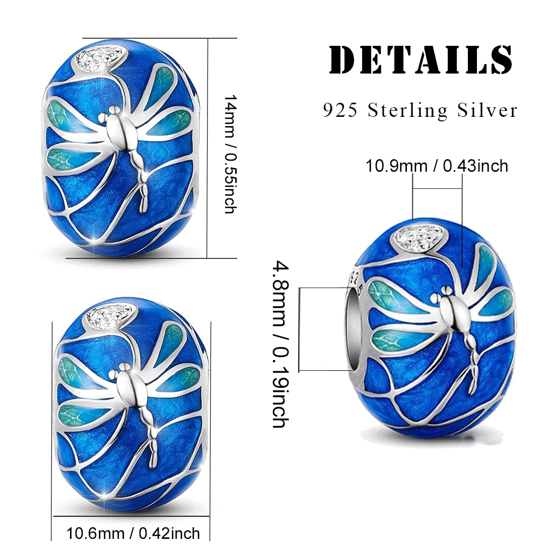 DALARAN 925 Sterling Silver Charms Blue Moon Star Beads For DIY Enamel Fine Jewelry Making Fit Original Charm Bracelets Necklace