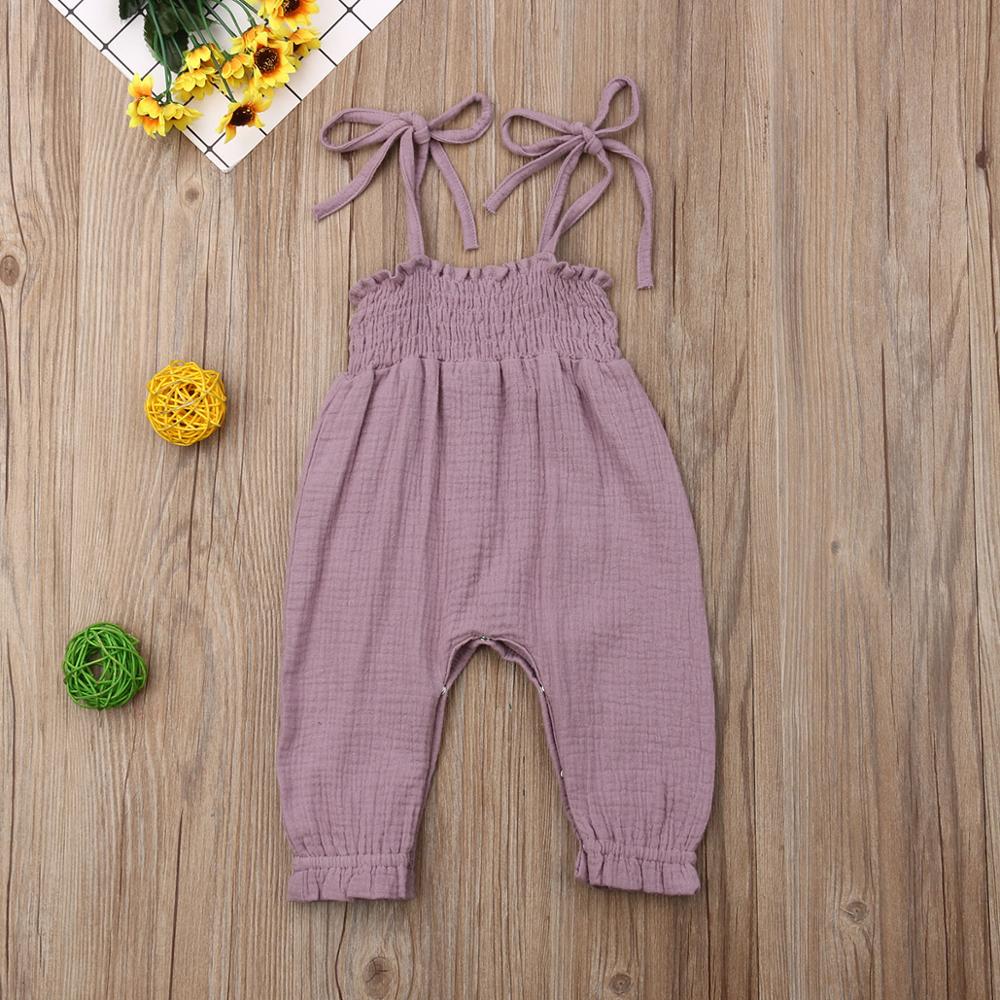 Sommar bebis flickor kläder kläder barn småbarn ärmlös bandage rompers jumpsuit overall spädbarn flickor bomull playsuit