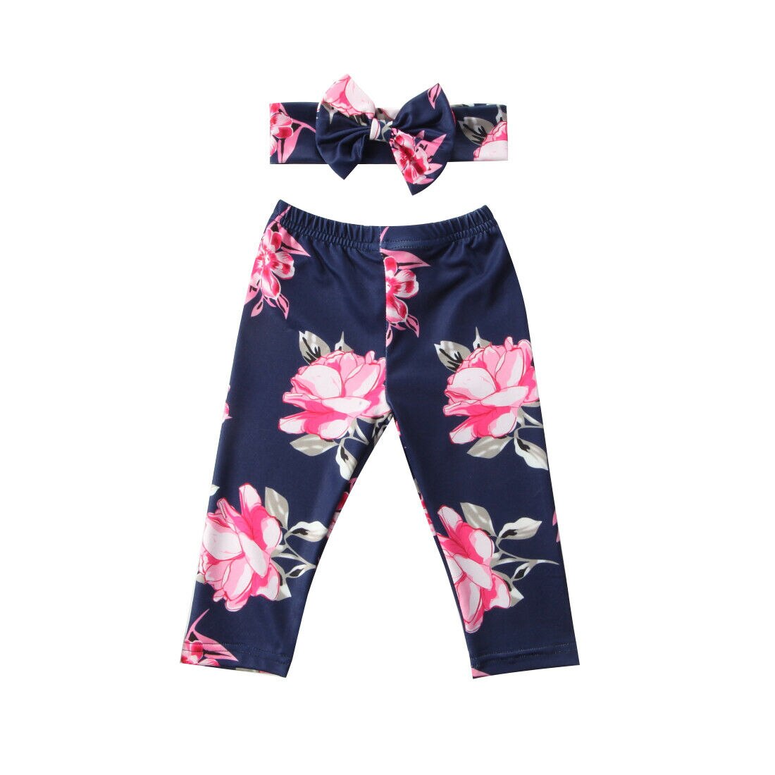 Nova 2 Peças Infantis Do Bebê Meninas Floral Longo Calça Bottoms Leggings Cabeça da Roupa Do Bebê