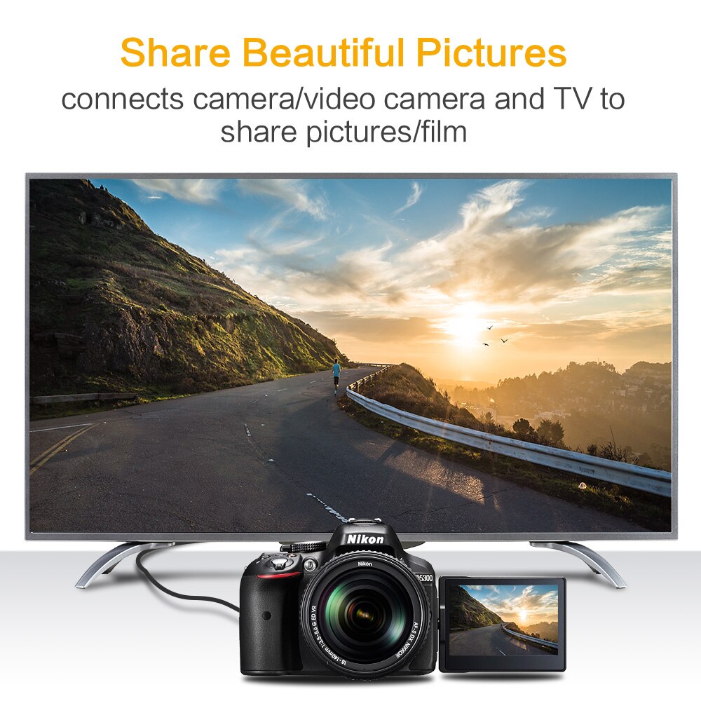 Micro HDMI to HDMI Cable 3D 4K 1080P Nylon Braided Male-Male Micro HDMI Cable for Raspberry Pi 4 Huawei MediaPad Sony camera