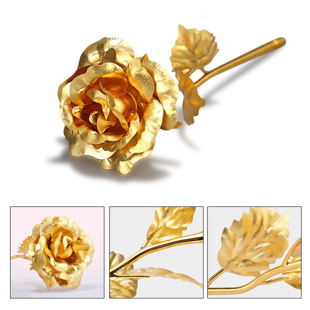 24k Gold Foil Plated Rose Lasts Forever Rose for Lover's Wedding Christmas Day