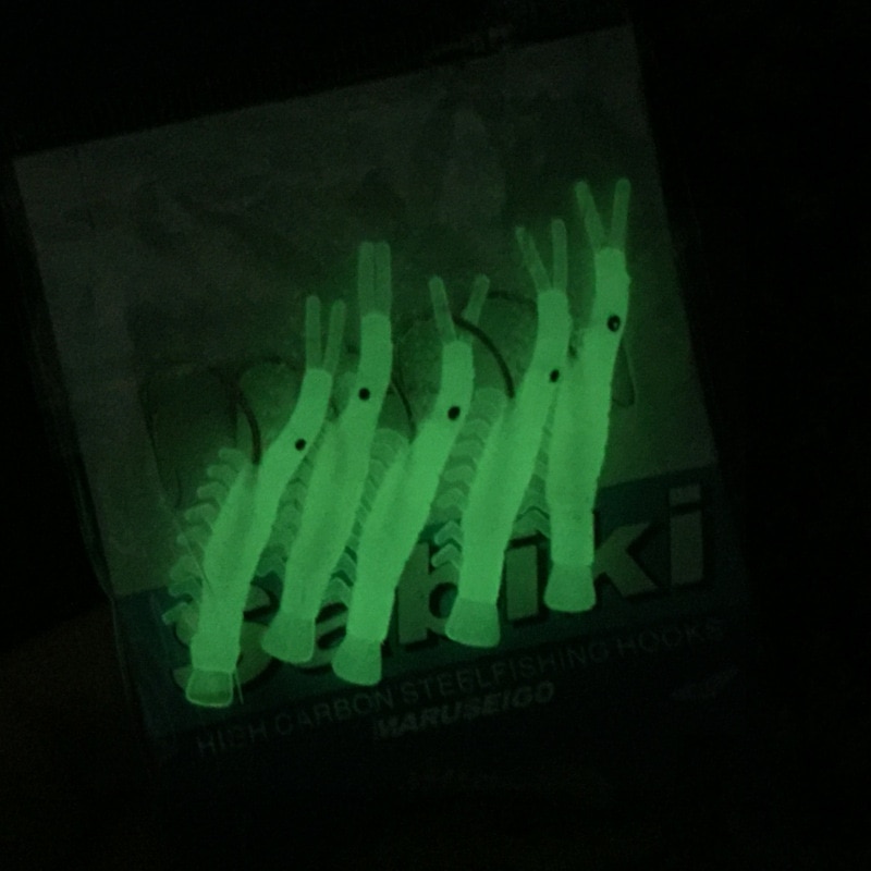 Gå fisk 5 stk/sæt lysende reje krog fiskeri lokke sabiki rigs med 5 kroge fiske flasher agn rigs bløde lokke fiske kroge