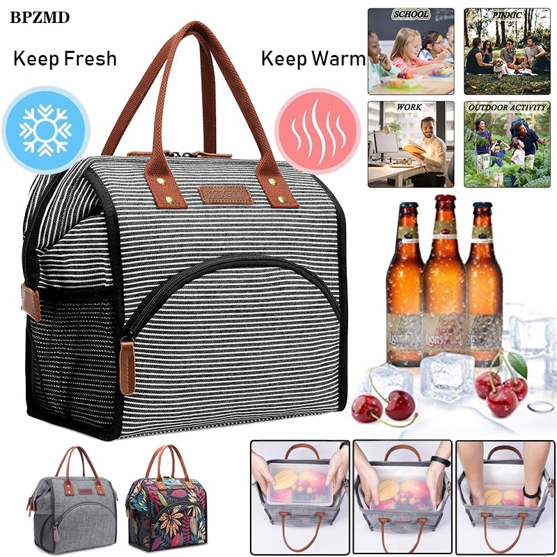 BPZMD mittagessen taschen für frauen thermische fashions Leinwand Isolierte mittagessen tasche für männer thermische tragbaren mittagessen tasche bolsa termica almuerzo