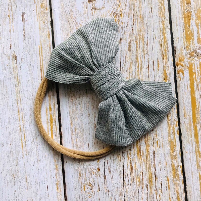 Xcqgh Mode Pasgeboren Hoofdband Peuter Baby Meisje Streep Haarband Effen Kleur Nylon Elastische: Grijs