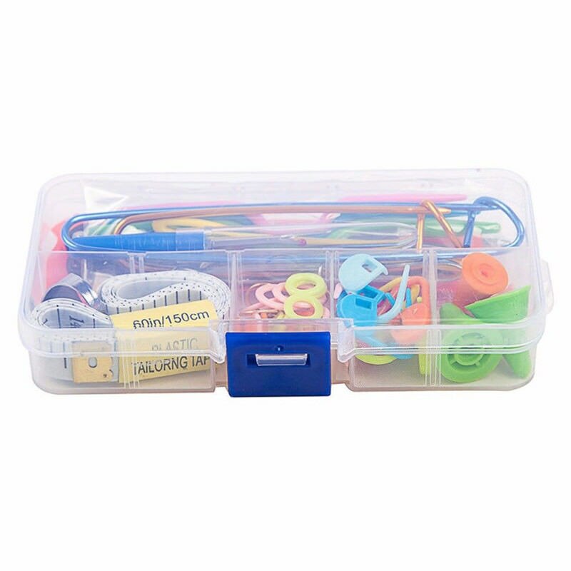1 caja de herramienta para tejer Kit de accesorios costura tejido Crochet accesorios gancho de agujas de tejer bricolaje Kit con lotes
