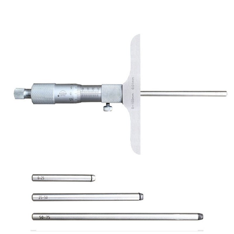 Depth Micrometer 0-25mm 0.01mm Machinist Mic Gauge Gage Tool