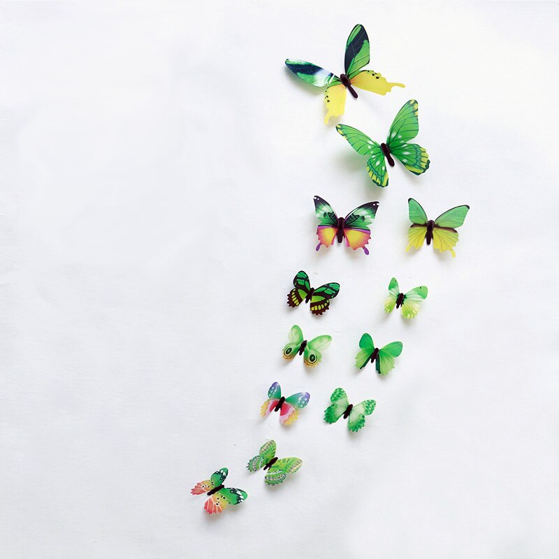12 stk/sæt 3d sommerfugle wallsticker stue boligindretning sommerfugle på væggen til dekoration køleskabsklistermærker tapet