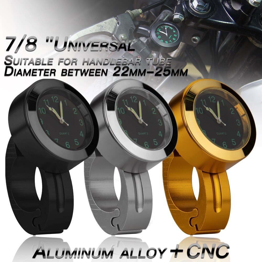 Motorfiets Stuur Lichtgevende Klok Waterdichte Aluminium Tijdschema Cyclus Scooter Gemodificeerde Horloge Moto Accessoires