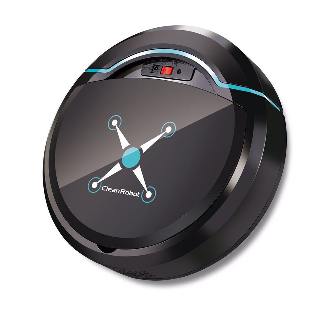 Automatic Smart Sweeping Robot Household USB Rechargeable Vacuum Cleaner Robot Floor Dirt Dust Hair Automatic Cleaning Machine: Black