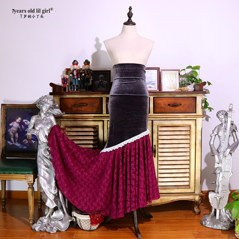 Filles robe espagnole Costume Flamenco velours et dentelle femmes salle de bal valse danse Foxtrot vêtements