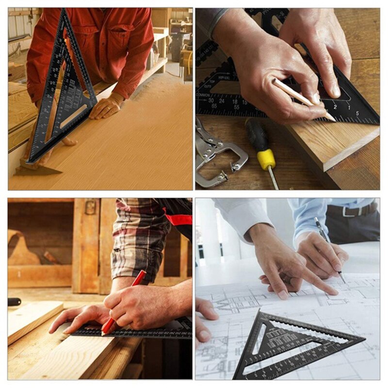 KINDLOV 7/12 Inch Triangle Angle Ruler Triangular Gauge Protractor Trammel For Woodworking Carpenter Measurement Hand Tools