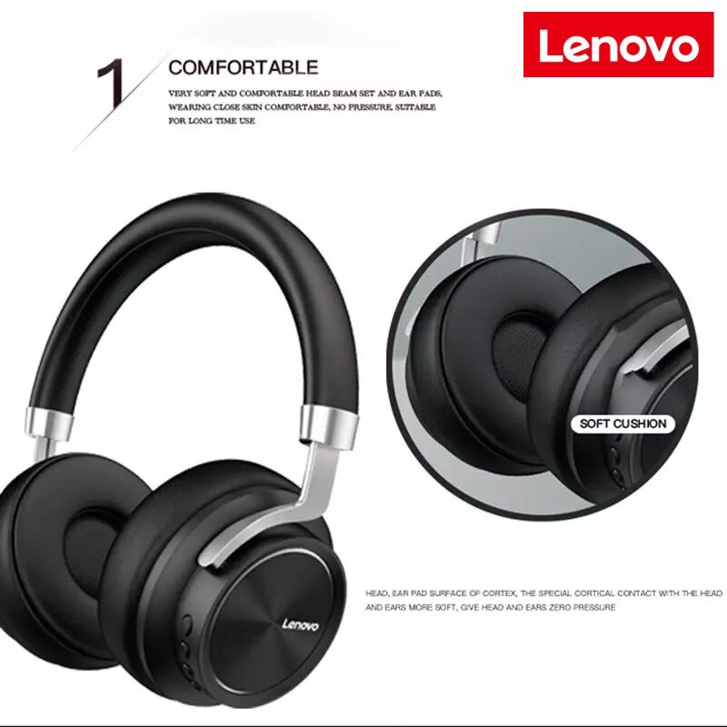 Lenovo HD800 Bluetooth Headset Draadloze Opvouwbare Computer Hoofdtelefoon Lange Standby Leven Met Noise Cancelling Gaming Headset
