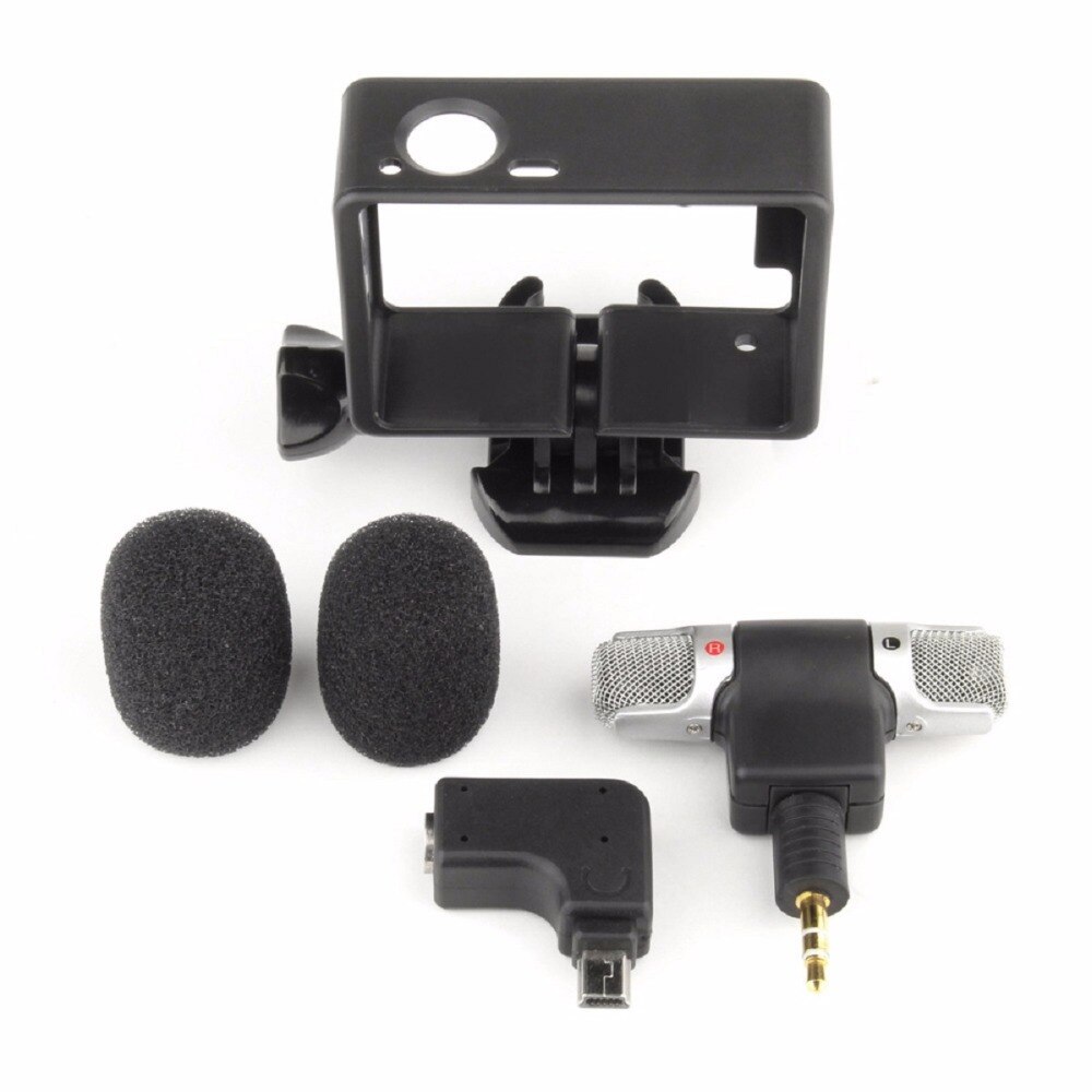 7 in 1 Voor GoPro Hero 3 3 + 4 Mini USB 3.5mm Microfoon + Frame + Schroef + gesp + Adapter Sport Action Camera Accessoires # F3114