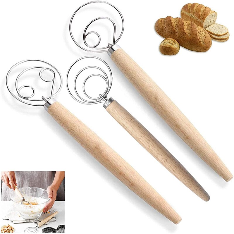 Deense Deeg Garde Brood Mixer,3 Pcs Rvs Nederlandse Garde Voor Cake Dessert Brood Pizza Gebak Keuken Bakken Tool