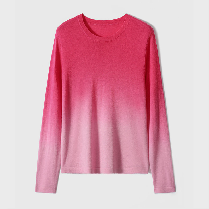 Spring Autumn Gradient Color Long Sleeve Sweater Women High Street Casual Slim Y2K All-match Knitting Pullovers