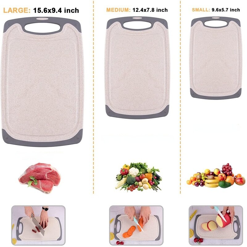 Wheat straw Thicken Plastic Fruit Kitchen Cutting Boards Kitchen Anti Bacterial Cut Vegetable Meat Board Chopping Block Tool