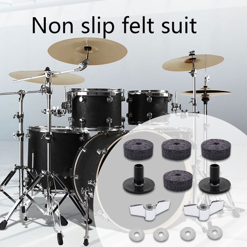 12 Pcs/set Drum Kit Cymbal Soft Round Felt Pad Wing Nut Washers Drum Set Assembly Accessories