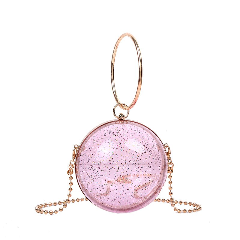 Acryl Ronde Bal Schoudertas Voor Vrouwen Komen Crossbody Tassen Met Ketting Transparant Avond Clutch Pvc Handtassen