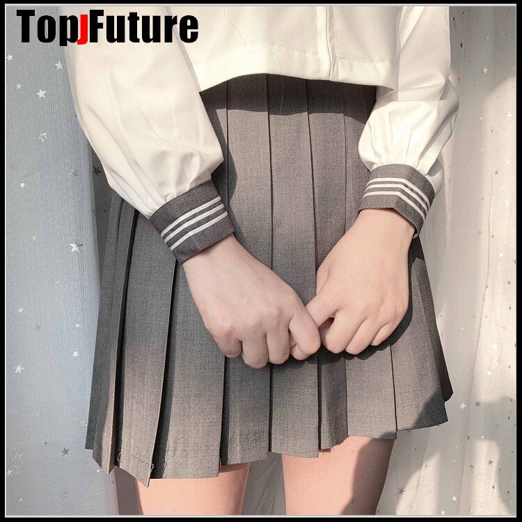 Uniformes scolaires japonais femmes filles, couleur unie plissée, costume JK noir bleu marine gris, jupe de Style académique pour lycéennes