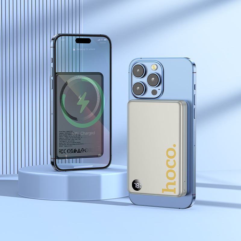 HOCO 10000Mah PD20W Magnetic Wireless Charging Power Bank For iPhone 16/15 Pro Max USB C PD Emergency Battery with LED Display