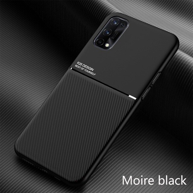 Für realme7 5g fall leder textur auto magnetischer halter telefon abdeckungen für oppo realme 7 pro realmy realmi 7 7pro stoßfest coque: baodan888 / black