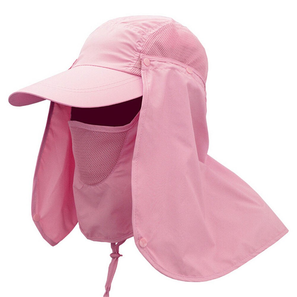 Neue 1Stck Camping Wandern Angeln draussen Große Breite Krempe Gittergewebe Gesicht Hals Abdeckung Maske Abdeckung Klappe Sonnenhut Kappe 5 farben: Rosa