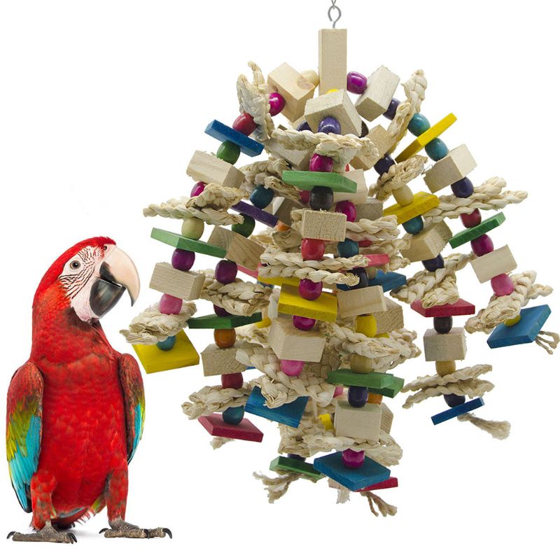 Juguetes Para loros grandes de madera Natural, juguete para masticar pájaros grandes para loros, guacamayos, cokatoos, suministros para pájaros grises africanos C42