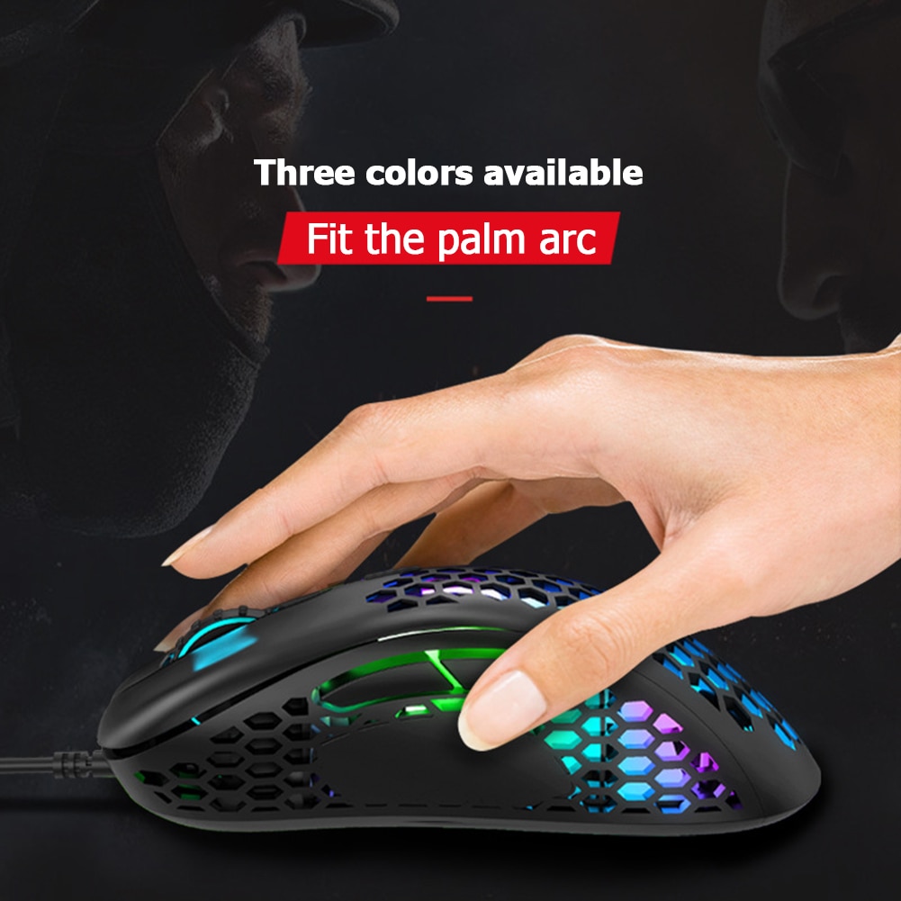M65 Colorful RGB Light Weight Wired Mouse Hollow-out Honeycomb Shell Gaming Mouce Mice 6 DPI Adjustable 6 Keys