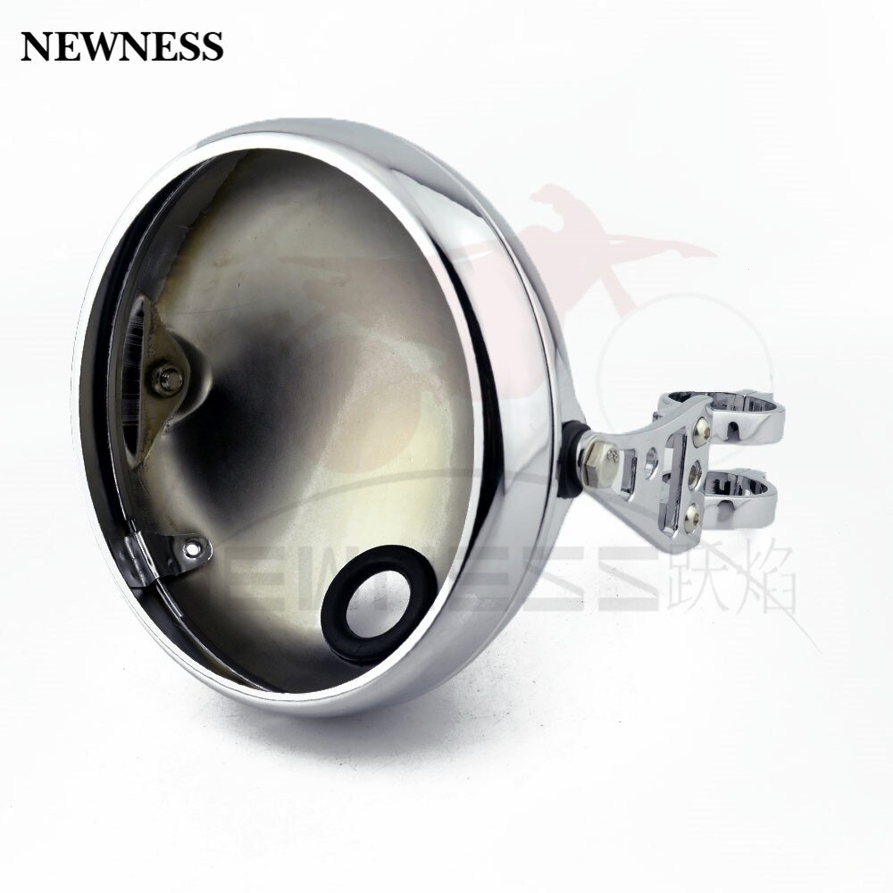 7" Motorcycle Headlight Headlamp Bucket Shell for Led lens CNC Bracket Holder Side Mount For Harley Bike Moto: Chrome Set