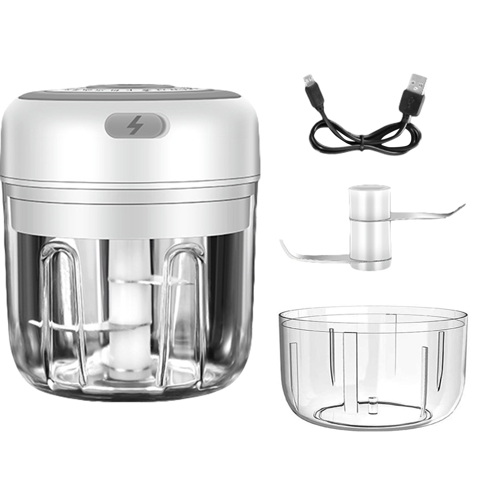 Electric Mini Garlic Chopper With USB Rechargeable Food Portable Small Food Processor For Pepper Garlic Nut Chopper/Crusher: White upgrade
