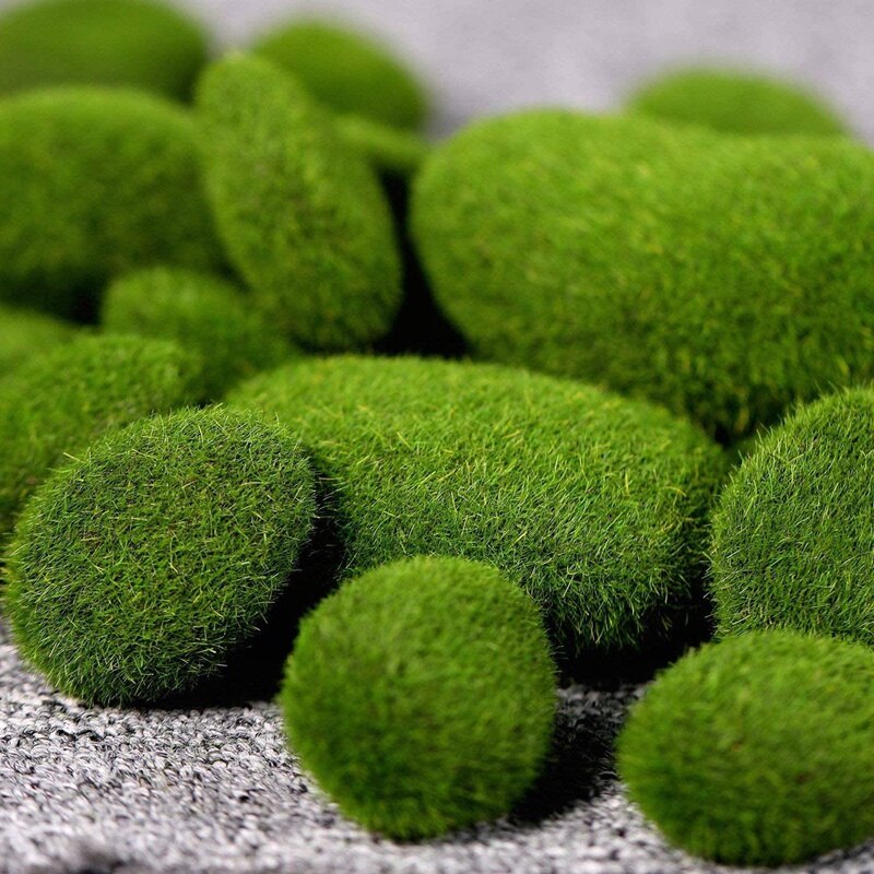 40 peças rochas de musgo artificial decorativo falso verde musgo coberto pedras (3 tamanho)