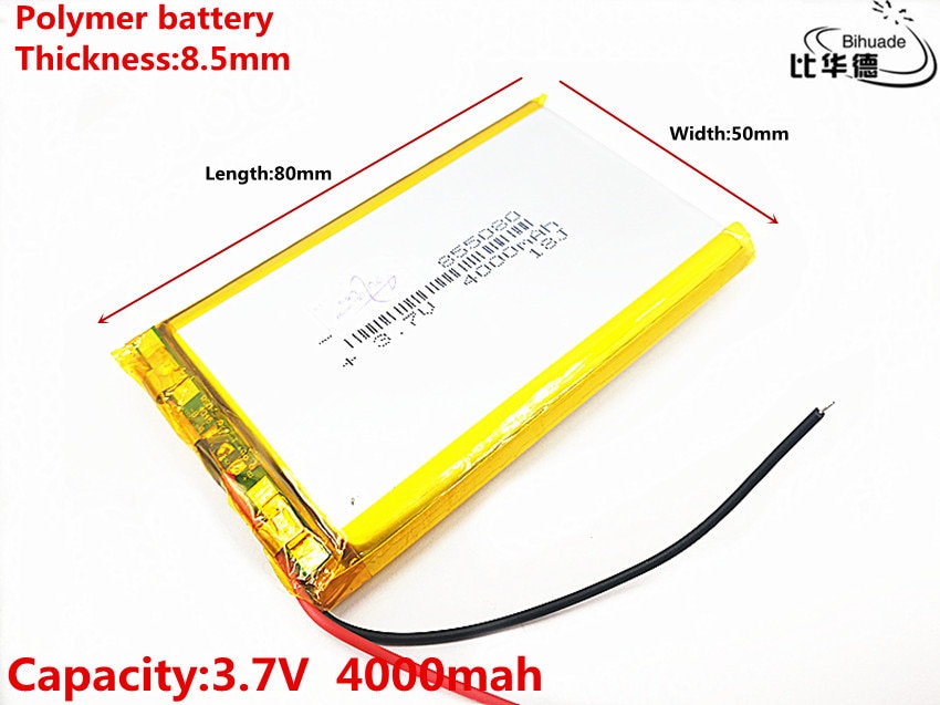3.7 V 4000 mAh 855080 Lithium Polymeer Li-Po li ion Oplaadbare Batterij Lipo cellen Voor Auto camera Recorder notebook POS Recorder