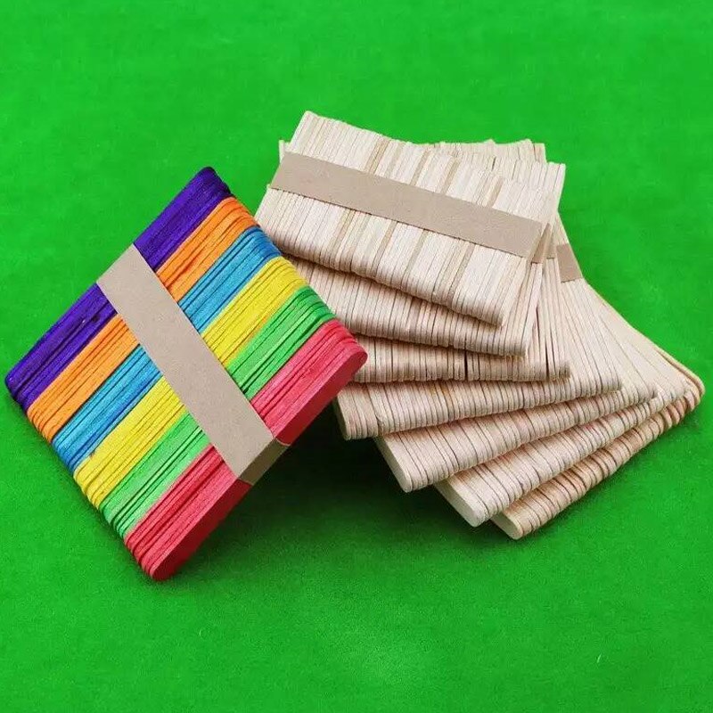 50 Stks/partij Houten Ijsstokjes Kids Hand Ambachten Art Ijs Lolly Cake Sticks Diy Puzzel Maken Grappige Kinderen Speelgoed