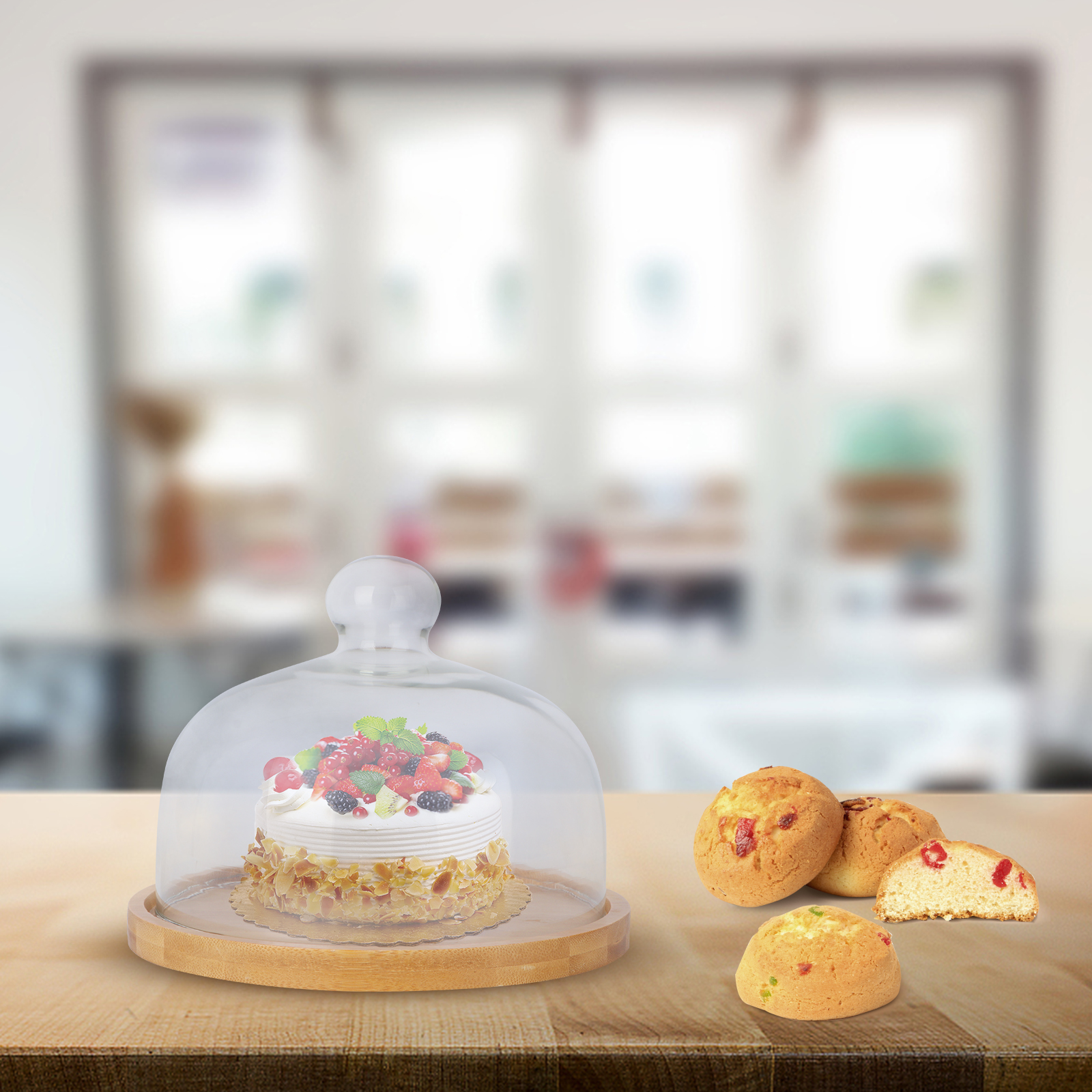 1 Pc Portable Cake and Cupcake Carrier Perfect for Transporting Cakes Cupcakes Pies or Other Desserts-20cm(Cake Cover+Bottom