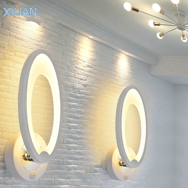 Minimalistische Moderne LED Wandlamp met Schakelaar 10W AC 85-260V Trap Woonkamer Slaapkamer Bed Muur licht Wit Ronde Lampen