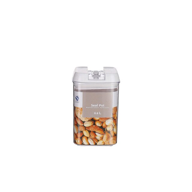 Plastic Food Container 0.5L 0.8L 1.2L Seal Cereal Jar Dried Storage Box Moisture-proof Kitchen Dining Bar Accessories: 0 8L