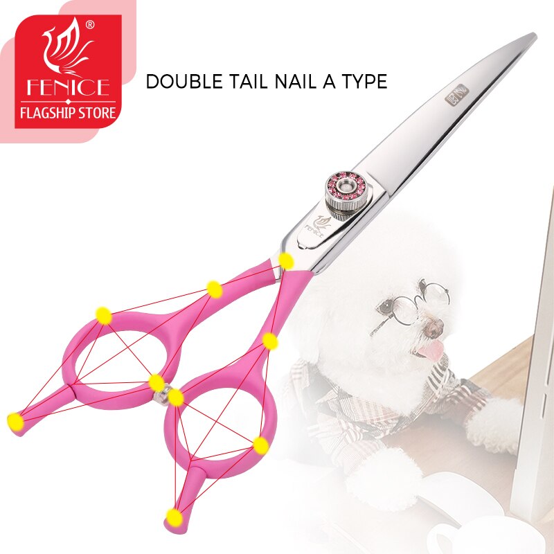 Fenice, tijeras para perros de 6,5/7 pulgadas, en tijeras de peluquería canina, tijeras curvas de corte, tijeras