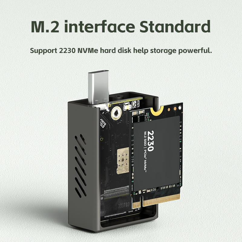 Hagibis 2230 M.2 NVMe SSD con ventilador de refrigeración USB 3,2 Gen 2 a NVMe PCI-E M.2 SSD para portátil iPhone 16 Pro 15 iPad