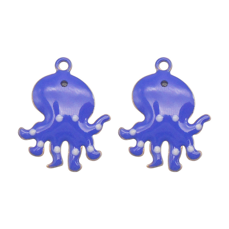 Julie Wang 5PCS 14x11mm Enamel Tiny Octopus Charms Double-sided Cartoon Copper Animal Pendant Bracelet Jewelry Making Accessory: Black Gun Plated