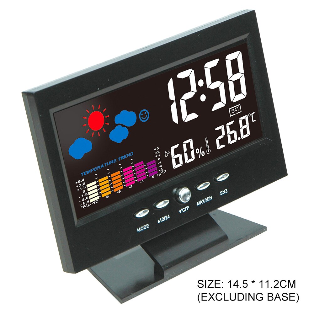 Voice Control Thermometer Hygrometer Calendar Weather Station Desk Alarm Clock Indoor Digital Temperature Humidity Gadget: Default Title